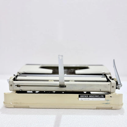 Rear view of Brother typewriter showing carriage, authentic portable typewriter from RR Typewriter Mart