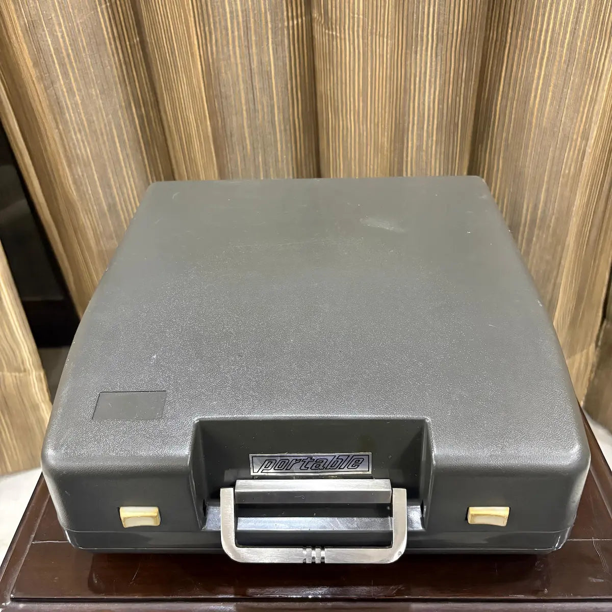 Japanese Kovac M-101A manual English typewriter with cream keys, charcoal grey panel and elegant ivory body | RR Typewriter Mart