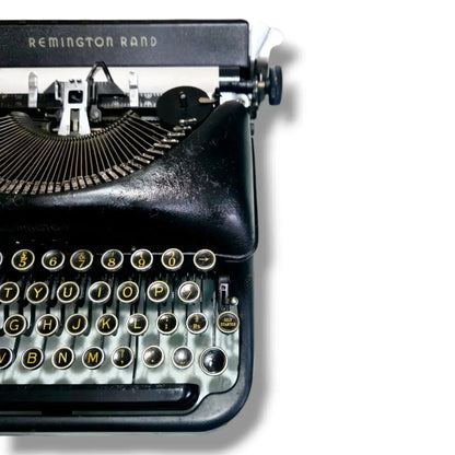 Right side close-up of Remington Rand Deluxe Model 5 Manual English Typewriter from RR Typewriter Mart