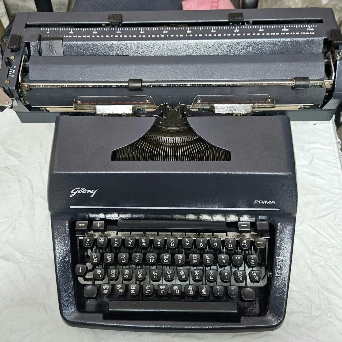 Front view of Godrej Tamil typewriter for sale at RR Typewriter Mart typewriter store