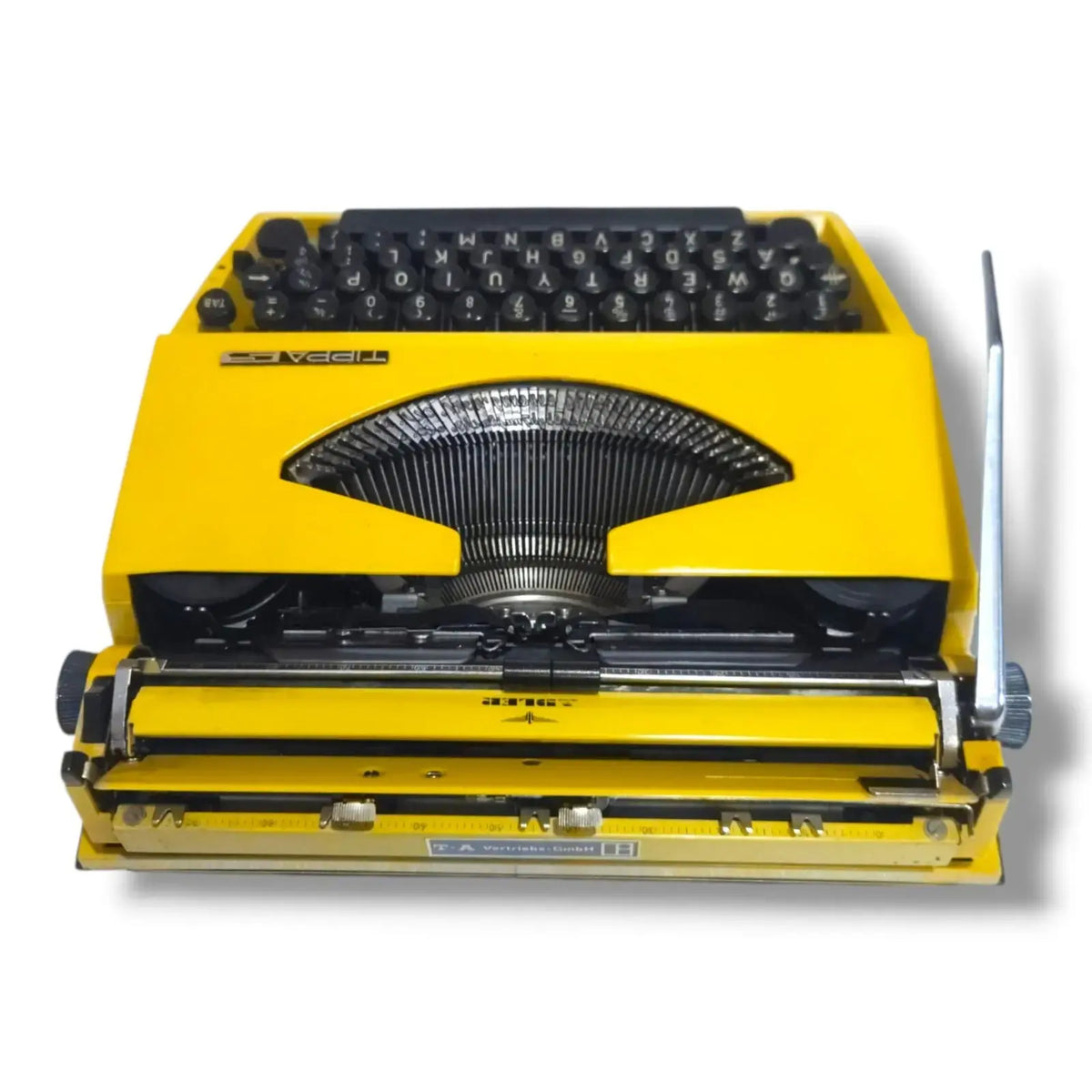 German Typewriter: Bright Yellow Adler Tippa S Typewriting Machine with Unique Fonts! 🌟✍️