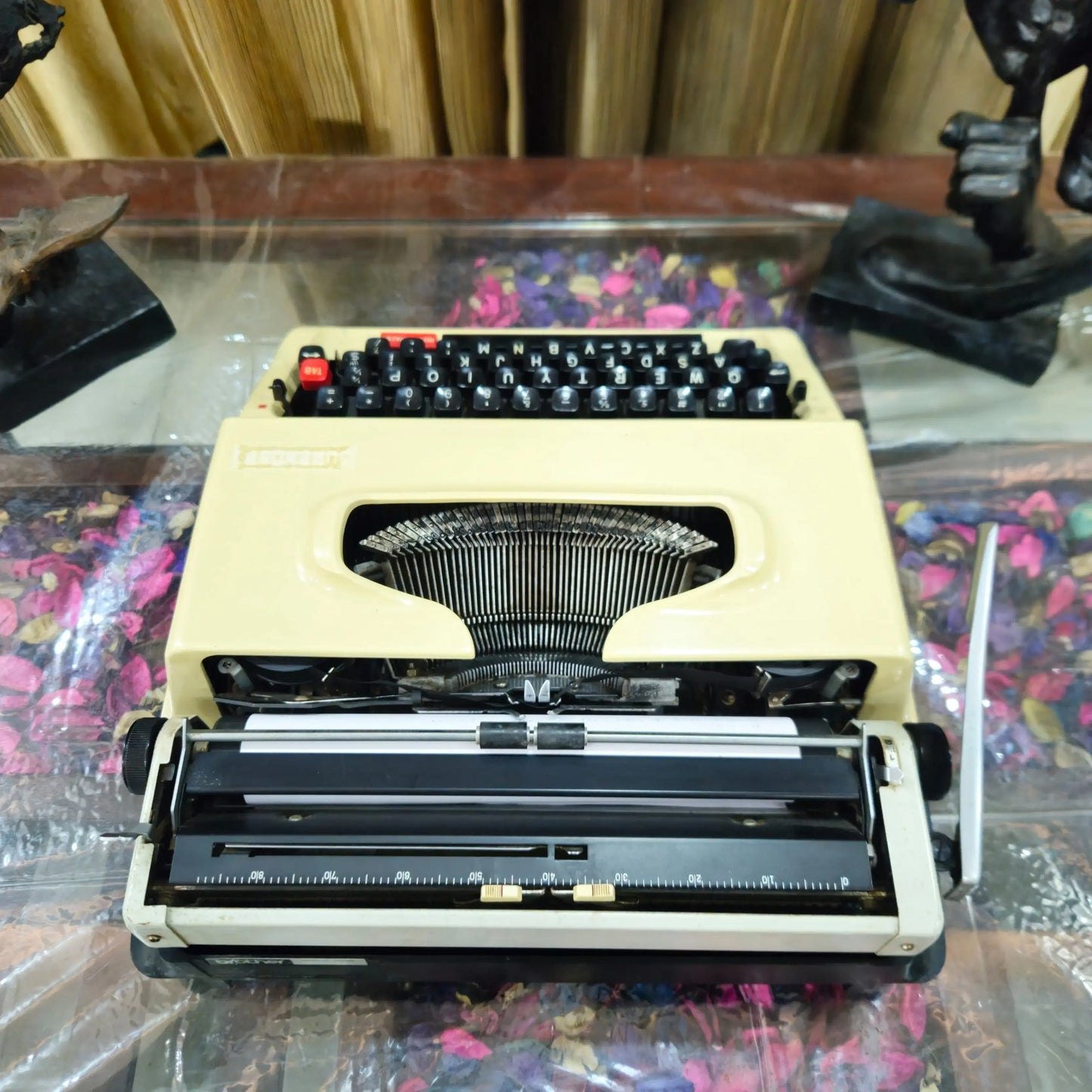 Rear view of Brother Deluxe 1600 portable Japanese typewriter | Buy typewriter India