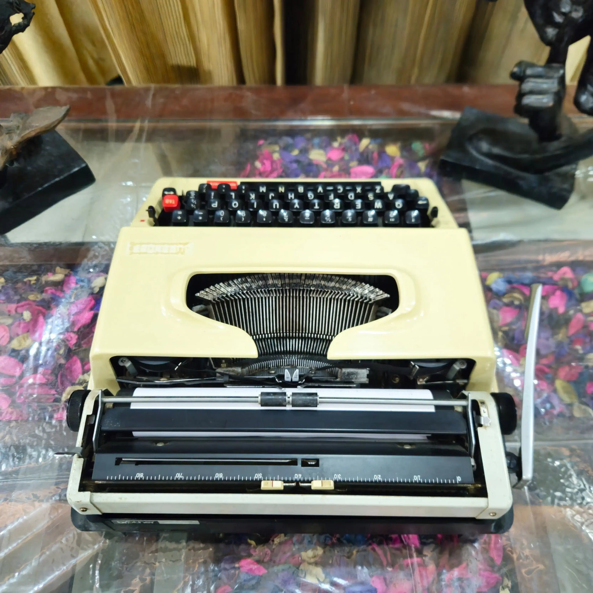 Rear view of Brother Deluxe 1600 portable Japanese typewriter | Buy typewriter India
