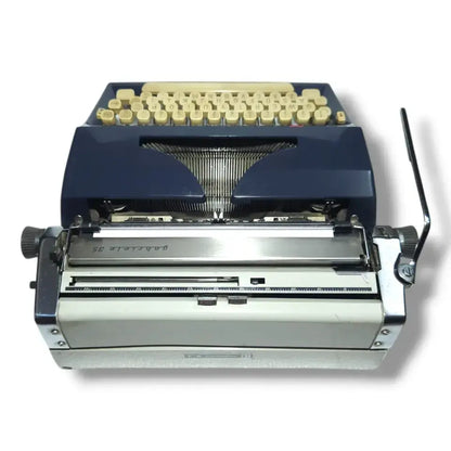 Rear angle of Adler Gabriele 35 Manual English Typewriter, imported portable writing machine