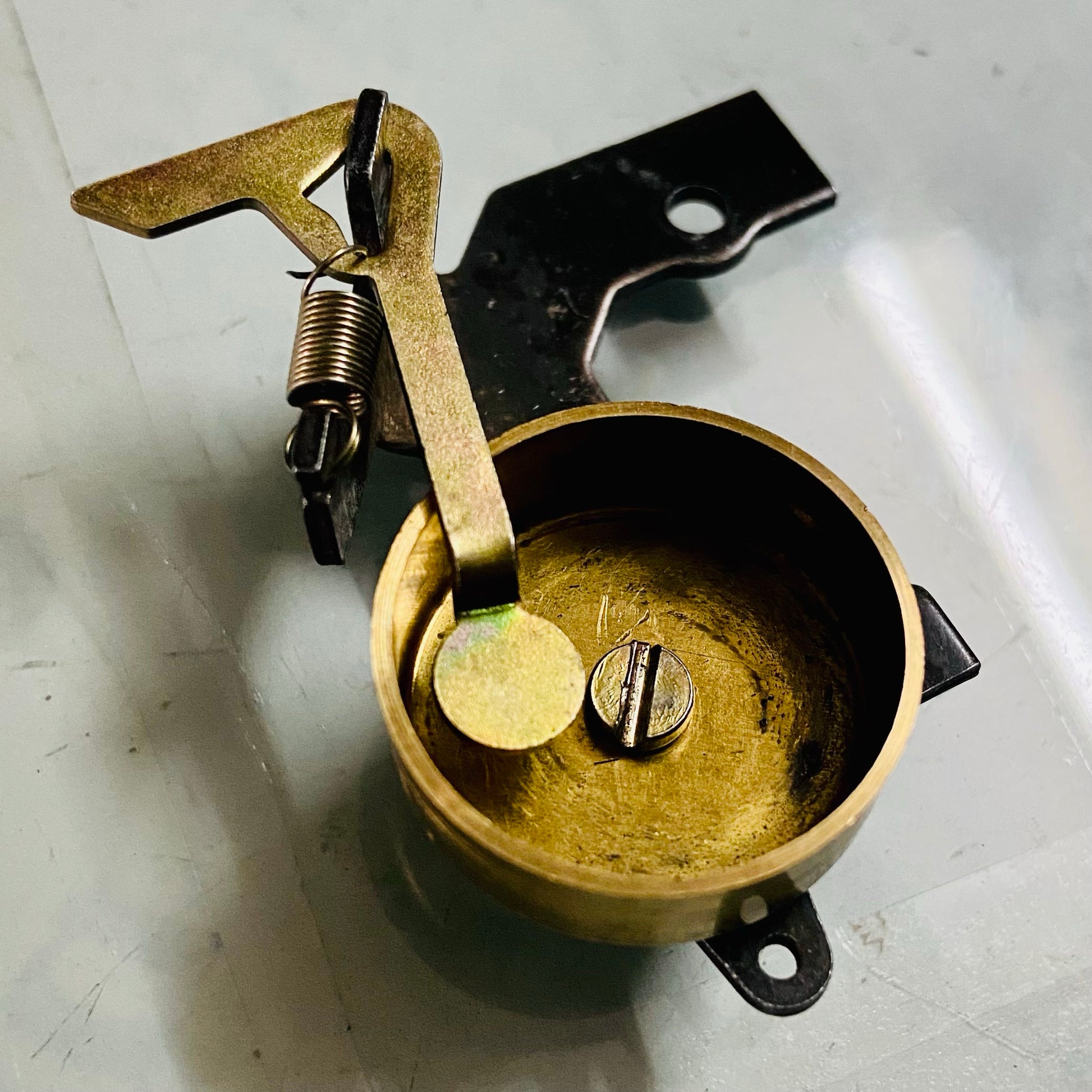 Original Godrej typing machine bell assembly with hammer spring and bracket RR Typewriter Mart