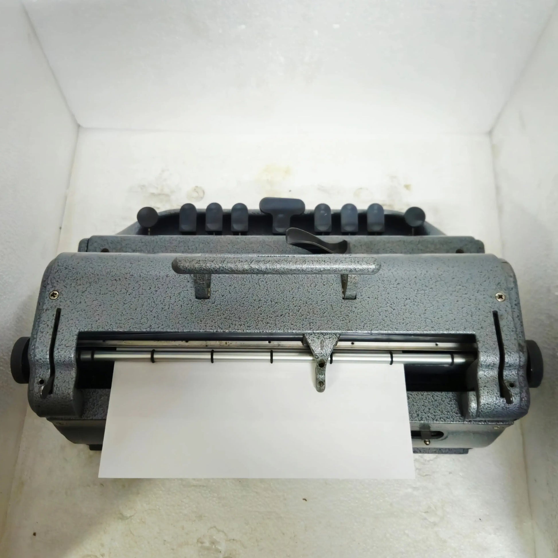 Hind side view of Perkins Braille Typewriter with Metallic design and lifetime reliability | Buy in India.