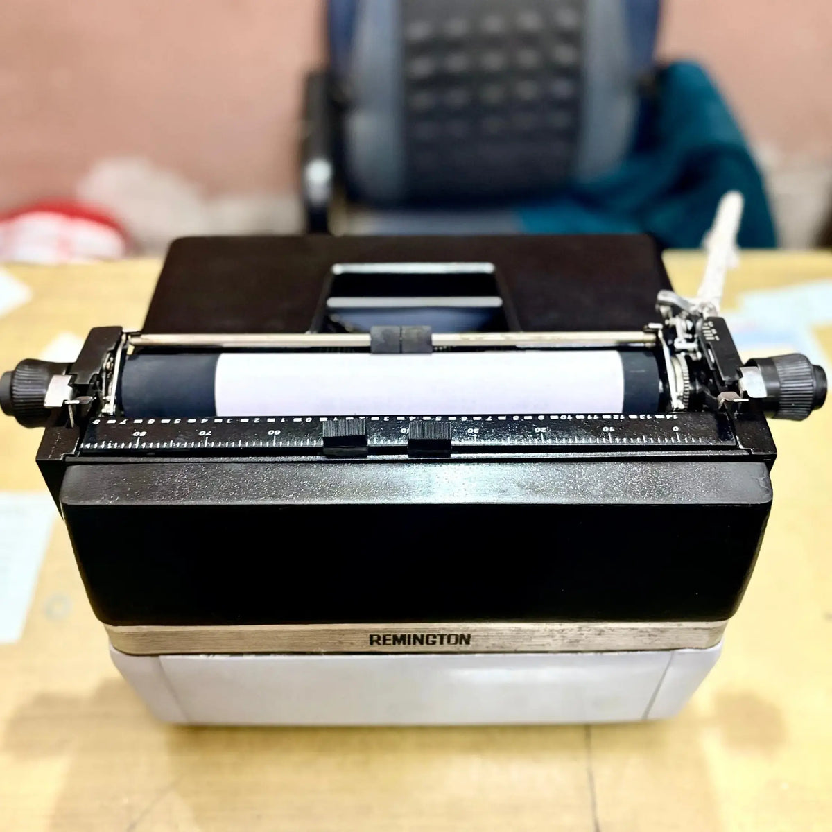 Rear view of Remington 2000 manual typewriter, heavy-duty Indian standard model available at RR Typewriter Mart