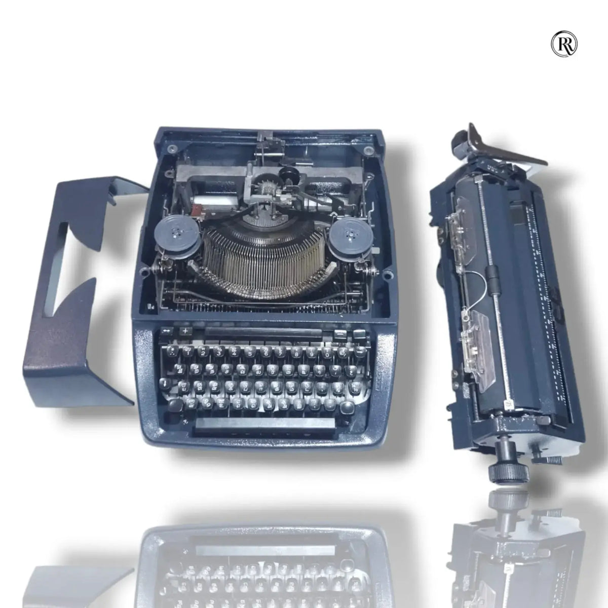 Disassembled Godrej Tamil typing machine with exposed mechanism by RR Typewriter Mart store