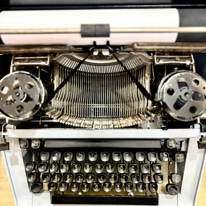 Close-up of Punjabi keyboard and typebars on Remington manual typewriter, professional machine from RR Typewriter Mart