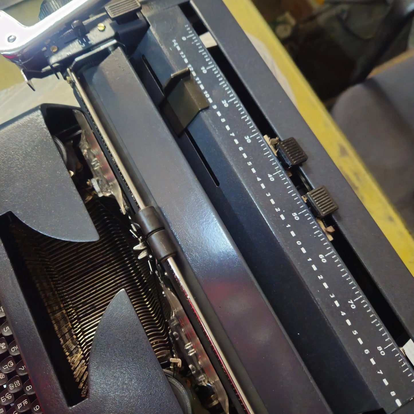 Godrej Prima Typing machine platen and ruler detail, Buy Typewriter from premium Typewriter Store