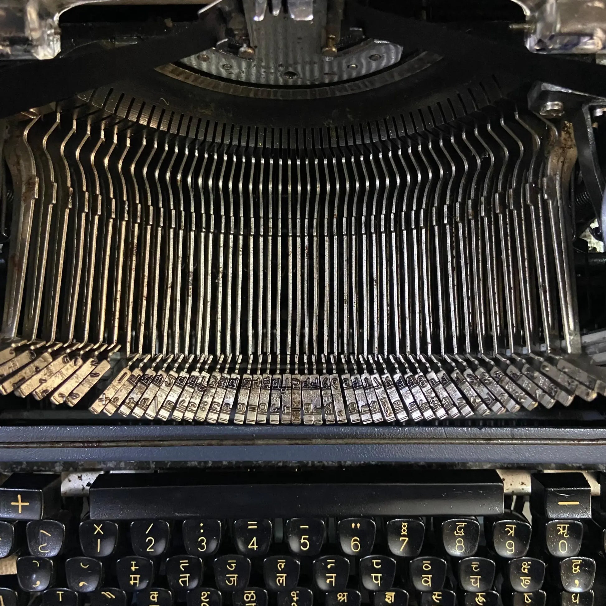 Printed Devanagari script sample from Godrej Hindi Typewriter showing crisp Hindi characters