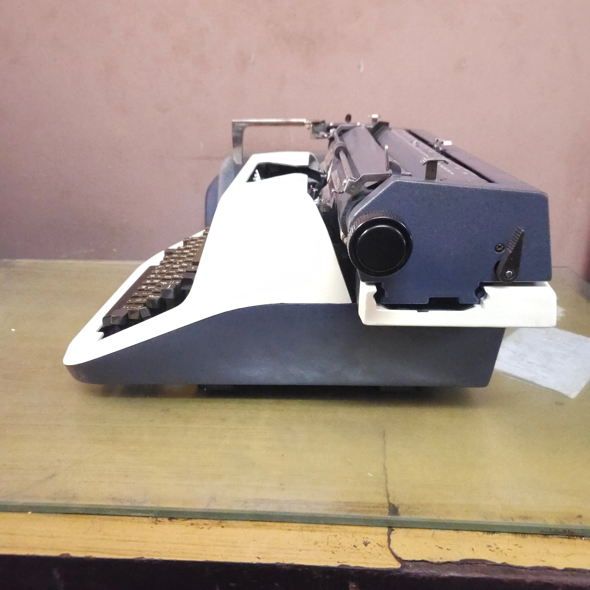 Right side view of Godrej PB Standard manual typewriter showing body design and carriage assembly