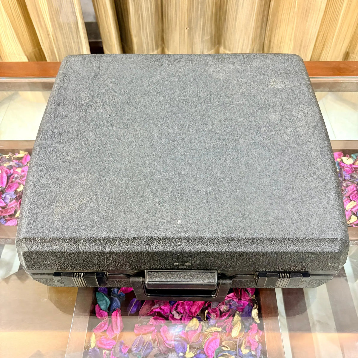 Original carry case for Olympia portable manual typewriter, textured grey hard case for safe storage by RR Typewriter Mart