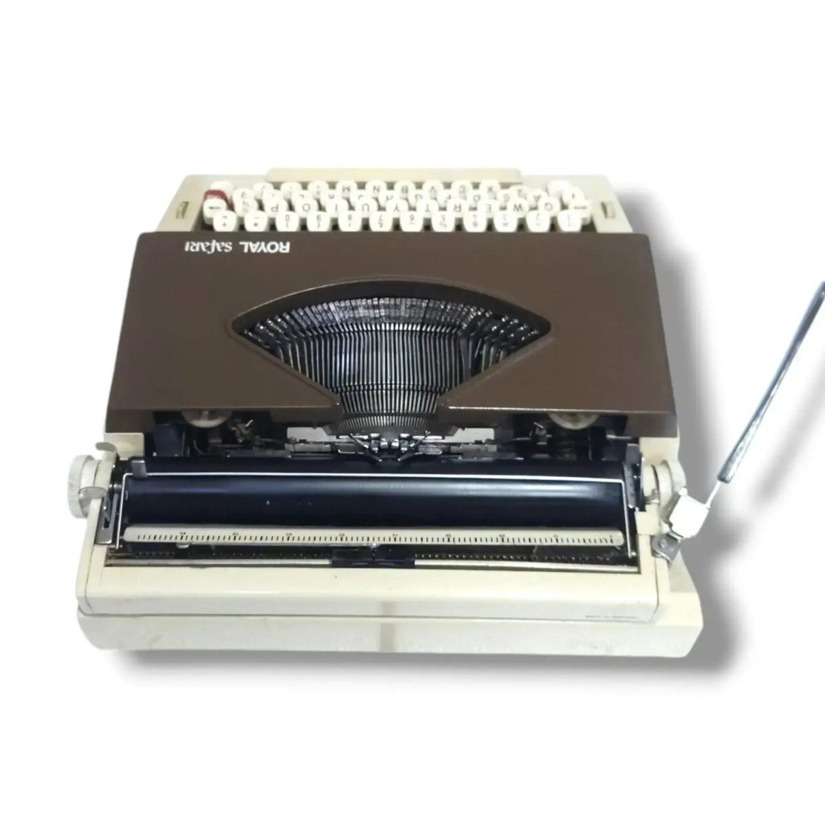 Royal Safari retro portable typewriter with classic vintage writing machine aesthetics