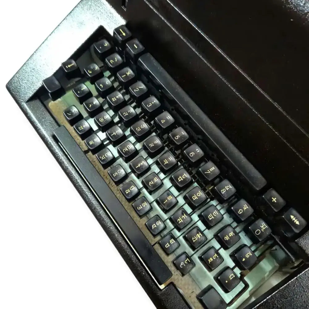 Close view of Devanagari Hindi keyboard on Facit 1740 typewriter, RR Typewriter Mart typewriter shop