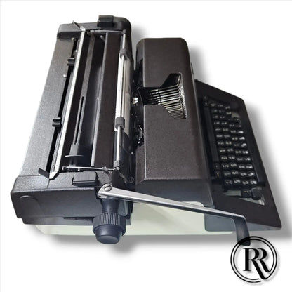 Angled rear view of Manual Facit Typewriter, Tamil keyboard model from RR Typewriter Mart store