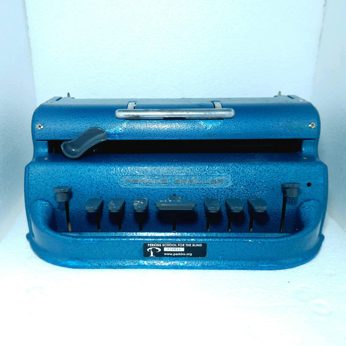 Original Blue Perkins Braille Typewriter, manual braille typing machine, buy braille typewriter from RR Mart