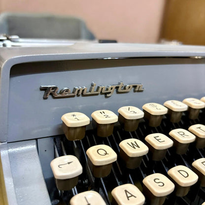 Remington Monarch with piano keys in slate grey finish, restored for daily typing by RR Typewriter Mart.