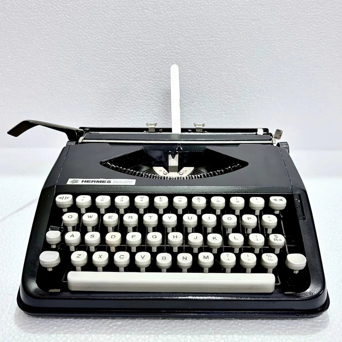Hermes Baby Black Shadow vintage typewriter, compact portable typing machine, RR Typewriter Mart for collectors