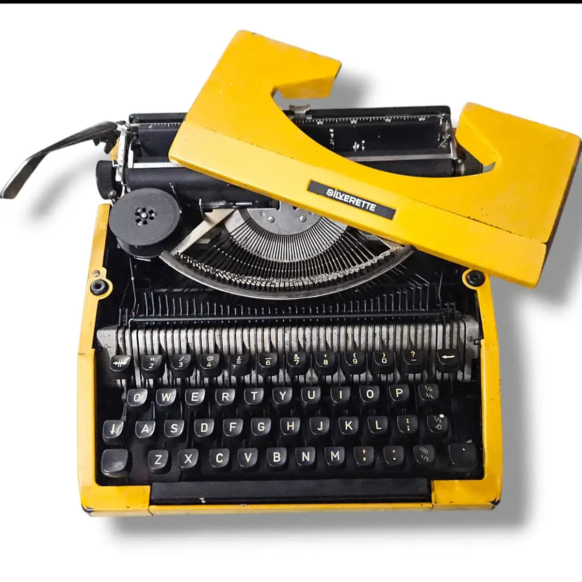 Open body Silver Reed Typewriter showing mechanism, manual English typing machine for writers