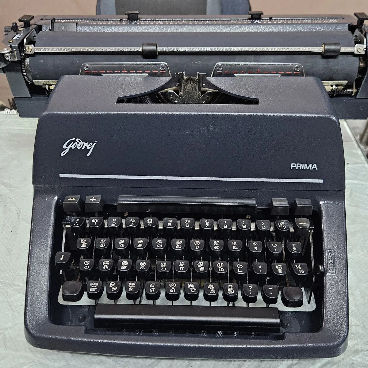 Full grey Godrej manual Tamil typewriter by RR Typewriter Mart with wide carriage