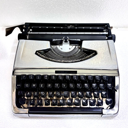 Brother 210 mirror chrome typing machine professionally restored by Indian typewriter seller for writers