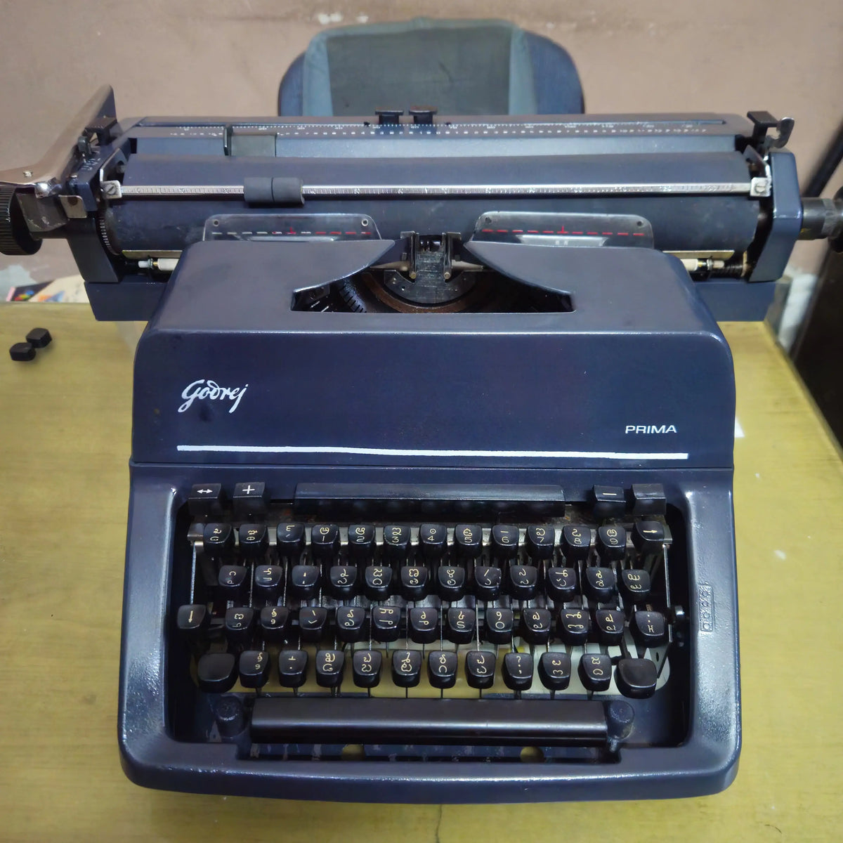 Original Godrej Prima Telugu keyboard layout heavy duty manual typewriter closeup