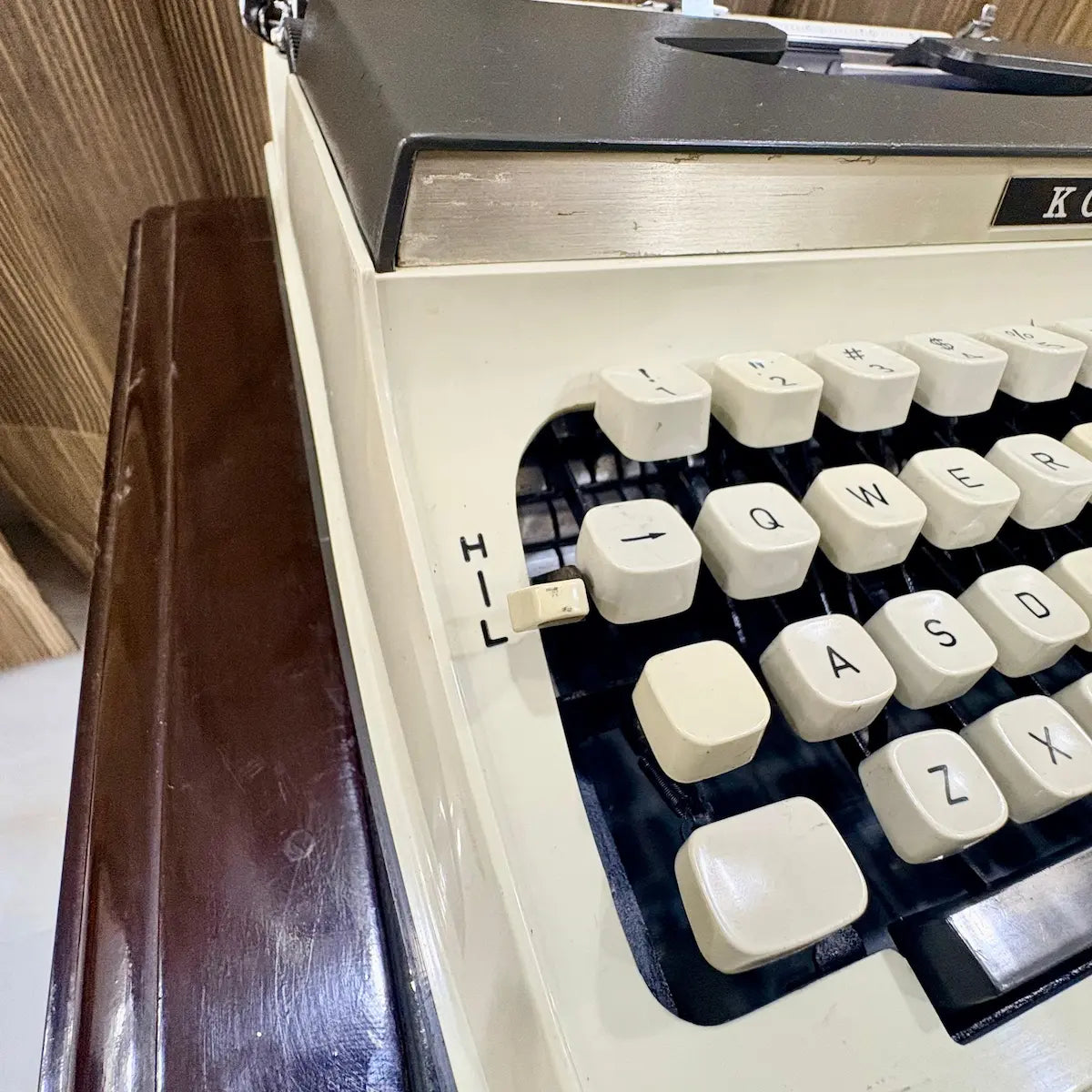 Mint Kovac Japanese typewriter with original grey and white finish, a distinctive vintage machine for writing and display | RR Typewriter Mart