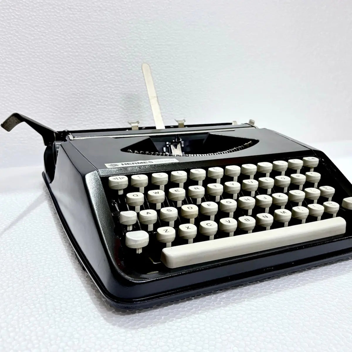 Hermes Baby Black Shadow portable English typewriter, vintage mechanical writing machine, RR Typewriter Mart online
