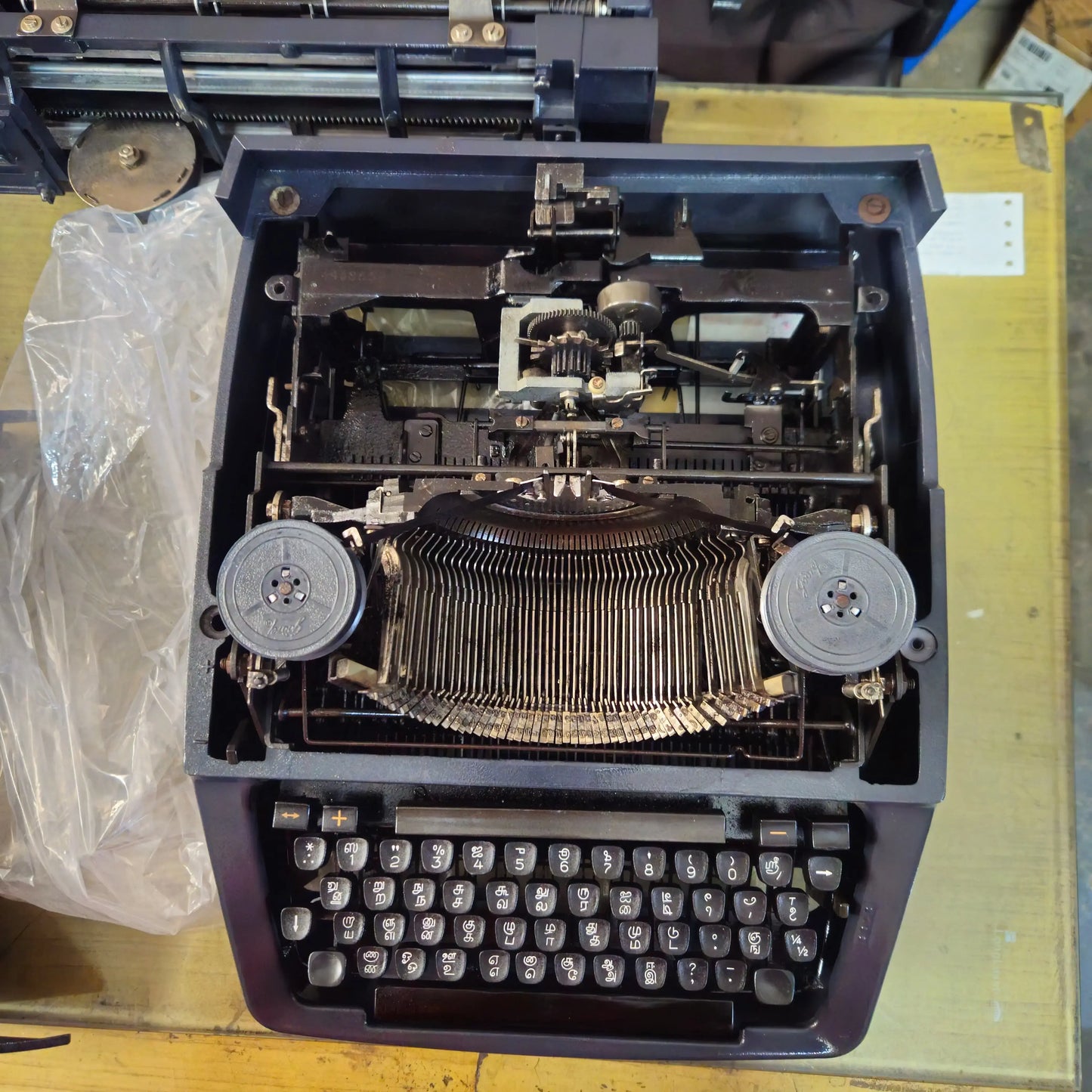 Internal mechanism of Manual Tamil Typewriter, Original Godrej Tamil Typewriter restoration view