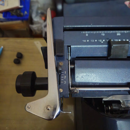 Godrej Prima Telugu typewriter platen carriage adjustment system detailed view